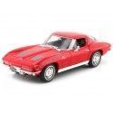 Cochesdemetal.es 1963 Chevrolet Corvette Sting Ray Coupé (C2) Rojo 1:24 Welly 24073