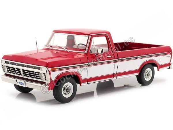 Cochesdemetal.es 1975 Ford F-100 Pickup con Cubierta Deluxe Rojo/Blanco 1:18 Greenlight 13620