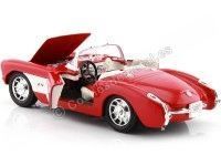 Cochesdemetal.es 1957 Chevrolet Corvette Convertible Rojo/Blanco 1:24 Welly 29393