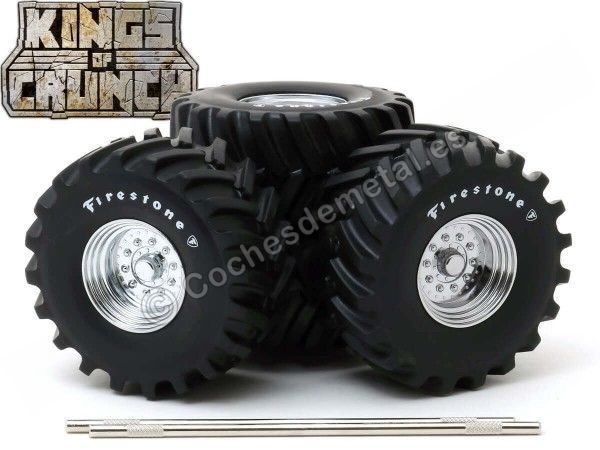 Cochesdemetal.es Set 4 Ruedas 48" Para Monster Truck "Firestone Kings of Crunch" 1:18 Greenlight 13546