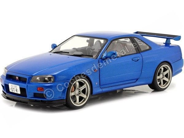 Cochesdemetal.es 1999 Nissan Skyline GT-R (R34) Azul Bayside 1:18 Solido S1804306