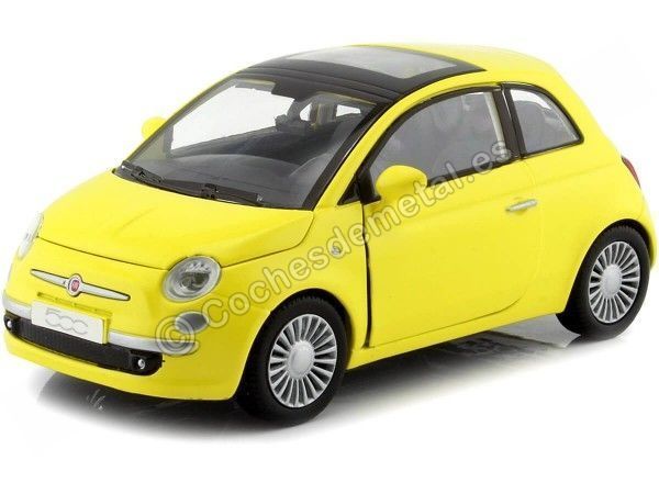 Cochesdemetal.es 2009 Fiat 500 Amarillo 1:24 Motor Max 73373