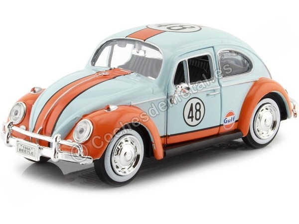 Cochesdemetal.es 1966 Volkswagen Beetle Nº48 Gulf 1:24 Motor Max 79655