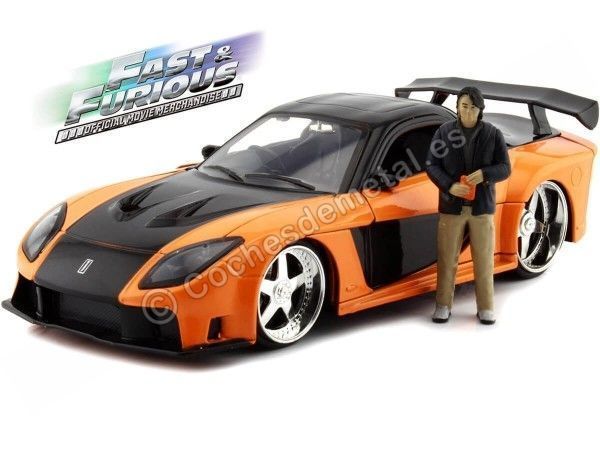 Cochesdemetal.es 2006 Mazda RX-7 "Fast & Furious + Figura Han" Naranja/Negro 1:24 Jada Toys 33174 253205002