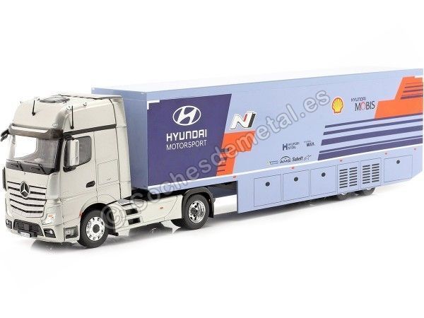 Cochesdemetal.es 2019 Trailer Mercedes-Benz Actros MP4 WRC Transport Hyundai Motorsport 1:43 IXO Models TTR019