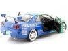 Cochesdemetal.es 1999 Nissan Skyline GT-R (R34) Falken Drift Livery Turquesa/Azul 1:18 Solido S1804304