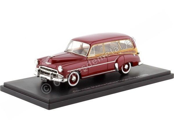 Cochesdemetal.es 1952 Chevrolet Styleline DeLuxe Station Wagon Granate/Madera 1:43 NEO Scale Models 46436