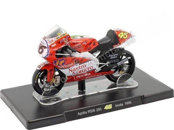 Cochesdemetal.es 1999 Aprilia RSW 250 Nº46 Valentino Rossi Campeón del Mundo MotoGP Imola 1:18 Editorial Salvat ROSSI0026