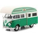 Cochesdemetal.es 1967 Volkswagen Type 2 (T3) Camper Van Blanco/Verde 1:24 Motor Max 79592