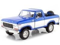 Cochesdemetal.es 1978 Ford Bronco OpenTop + Rueda de Repuesto Azul/Plateado 1:24 Motor Max 79372