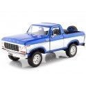 Cochesdemetal.es 1978 Ford Bronco OpenTop + Rueda de Repuesto Azul/Plateado 1:24 Motor Max 79372