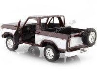 Cochesdemetal.es 1978 Ford Bronco OpenTop + Rueda de Repuesto Burdeos/Blanco 1:24 Motor Max 79372