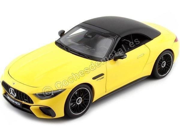 Cochesdemetal.es 2022 Mercedes-Benz AMG SL 63 4Matic Convertible (R232) Amarillo Solar 1:18 iScale 180052