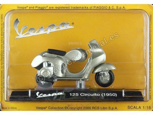 Cochesdemetal.es 1950 Vespa 125 Circuito Verde 1:18 Editorial Salvat VES029