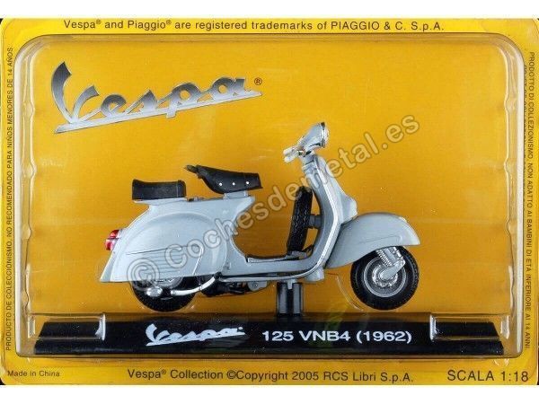 Cochesdemetal.es 1962 Vespa 125 VNB4 Gris 1:18 Editorial Salvat VES0050
