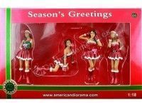 Set 4 figuras "Chicas de Navidad" 1:18 American Diorama 23848