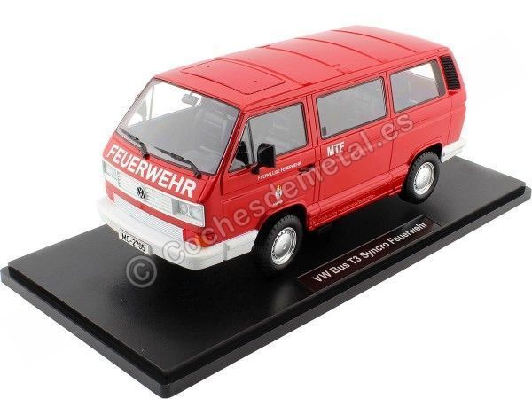 Cochesdemetal.es 1987 Volkswagen VW T3 Syncro Bomberos de Munster Rojo 1:18 KK-Scale 180966