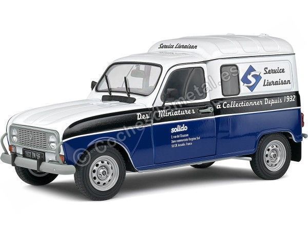 Cochesdemetal.es 1988 Renault R4 4L F4 "Servicio de Entrega Solido" Azul/Negro/Blanco 1:18 Solido S1802207