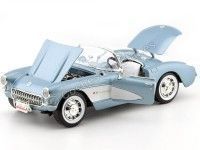 Cochesdemetal.es 1957 Chevrolet Corvette Convertible Azul-Blanco 1:18 Lucky Diecast 92018