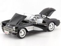 Cochesdemetal.es 1957 Chevrolet Corvette Convertible Negro-Blanco 1:18 Lucky Diecast 92018