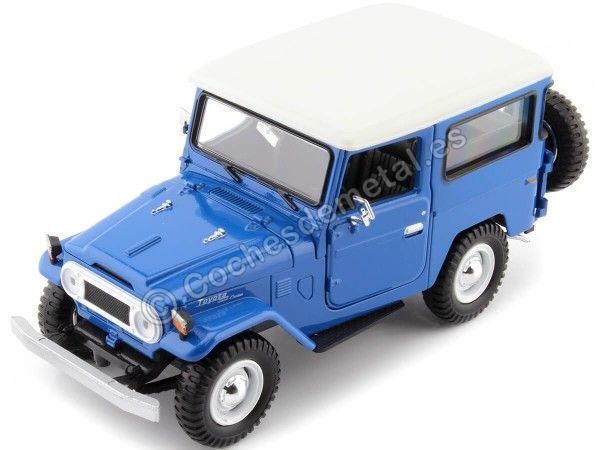 Cochesdemetal.es 1974 Toyota FJ40 Hard Top Azul/Blanco 1:24 Motor Max 79323