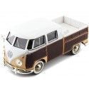 Cochesdemetal.es 1967 Volkswagen Type 2 T1 Cabina Doble Pickup Surf Marron/Blanco 1:24 Motor Max 79560