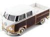 Cochesdemetal.es 1967 Volkswagen Type 2 T1 Cabina Doble Pickup Surf Marron/Blanco 1:24 Motor Max 79560