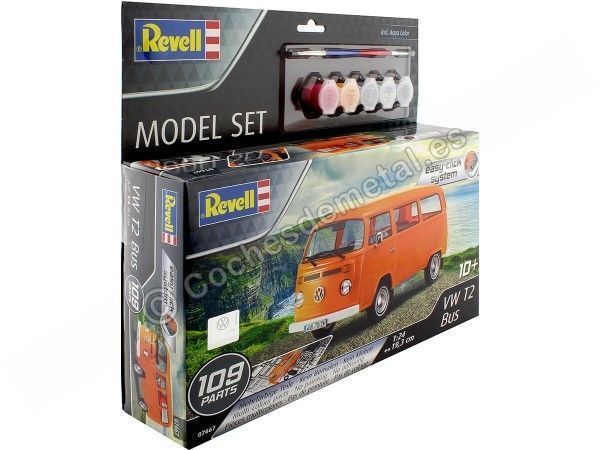 Cochesdemetal.es 1978 Volkswagen VW Type 2 (T2) Bus "Plastic Model Kit" Naranja 1:24 Revell 67667