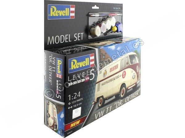 Cochesdemetal.es 1963 Volkswagen T1 Microbus Panel Van Dr. Oetker "Plastic Model Kit" Bicolor 1:24 Revell 67677