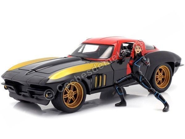 1966 Chevrolet Corvette + Figura Black Widow 1:24 Jada Toys 31749/2...
