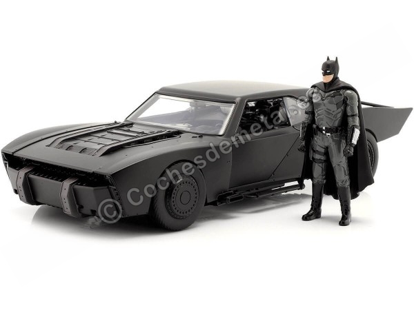 2022 Batmobile Con Luces y Figura de Batman "The Batman" Negro 1:18...