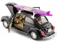 1959 Volkswagen VW Kafer Con Tabla de Surf Negro 1:24 Welly 22436