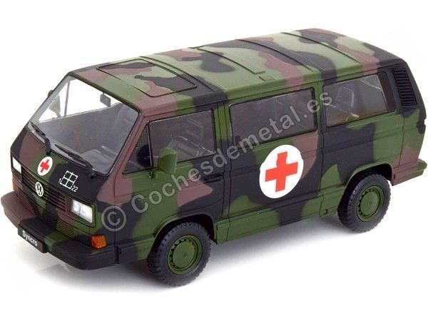 Cochesdemetal.es 1987 Volkswagen Bus T3 Syncro Cruz Roja Militar 1:18 KK-Scale KKDC180969S