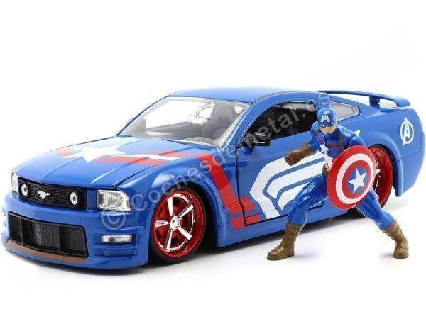 2006 Ford Mustang GT + Figura Capitan America 1:24 Jada Toys 31187/...