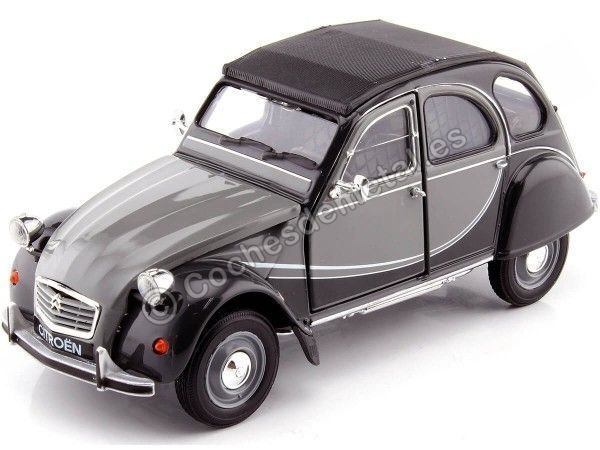 Cochesdemetal.es 1982 Citroen 2CV 6 Charleston Gris/Negro 1:24 Welly 24009