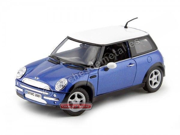 2004 Mini Coper R50 Azul-Blanco 1:18 Motor Max 73114 Cochesdemetal 1 - Coches de Metal 