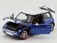 2004 Mini Coper R50 Azul-Blanco 1:18 Motor Max 73114 Cochesdemetal 5 - Coches de Metal 