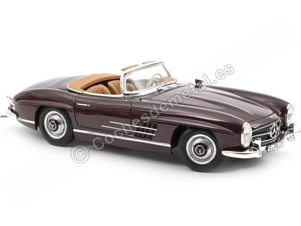 Cochesdemetal.es 1957 Mercedes-Benz 300 SL Roadster W198 Granate Oscuro 1:18 Norev 183891