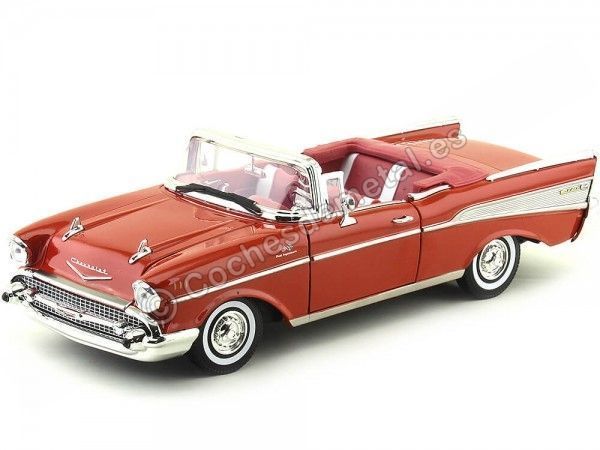 Cochesdemetal.es 1957 Chevrolet Bel Air Open Convertible Rojo 1:18 Motor Max 73175