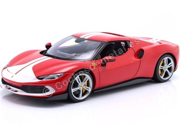 2022 Ferrari 296 GTB Assetto Fiorano Rojo/Blanco 1:18 Bburago 16017