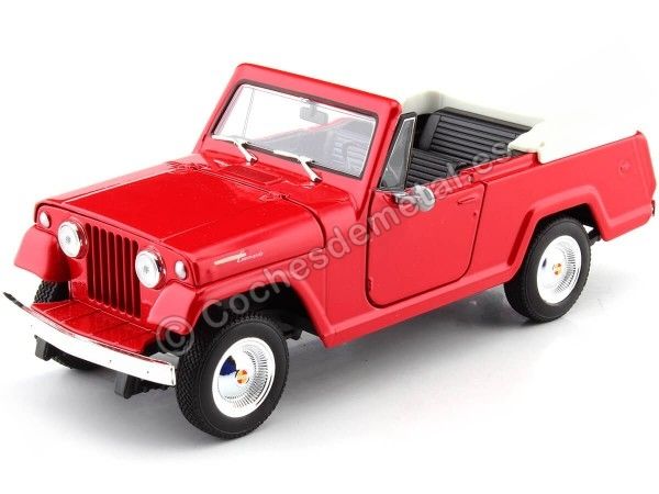 1970 Jeep Jeepster Commando Convertible Rojo/Blanco 1:24 Welly 24117