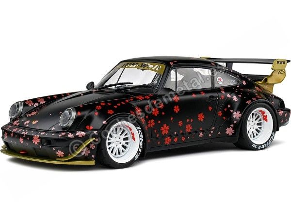 2021 Porsche 911 (964) RWB Rauh-Welt Aoki Negro con Decoración 1:18 Solido S1807507