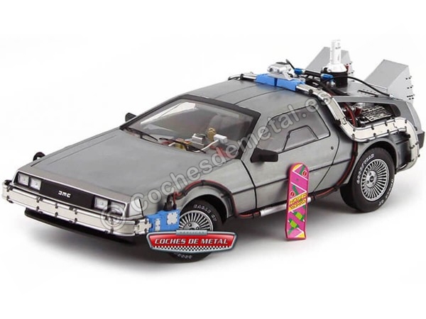 Cochesdemetal.es 1989 DeLorean DMC 12 + Hover Board "Regreso al Futuro II" 1:18 Hot Wheels Elite BCJ97