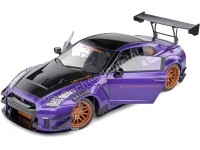 2022 Nissan GT-R (R35) Liberty Walk Kit Type 2 "Purplezilla" Púrpura Metalizado/Negro 1:18 Solido S1805812