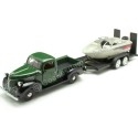 1941 Plymouth Pickup Verde/Negro + Remolque Con Barco 1:24 Motor Max 73278-76012