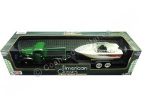 1941 Plymouth Pickup Verde/Negro + Remolque Con Barco 1:24 Motor Max 73278-76012