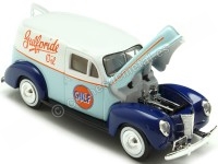 1940 Ford Sedan Gulf Delivery Azul/Azul/Blanco Decorado 1:24 Motor Max 79661