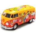 1967 Volkswagen Type 2 T1 Panel Van Flower Power Naranja/Rojo Decorado 1:24 Motor Max 79563