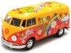 1967 Volkswagen Type 2 T1 Panel Van Flower Power Naranja/Rojo Decorado 1:24 Motor Max 79563