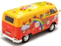 1967 Volkswagen Type 2 T1 Panel Van Flower Power Naranja/Rojo Decorado 1:24 Motor Max 79563